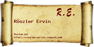 Röszler Ervin névjegykártya